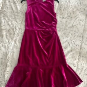 Eliza J Velvet Midi Dress in Rich Pink
